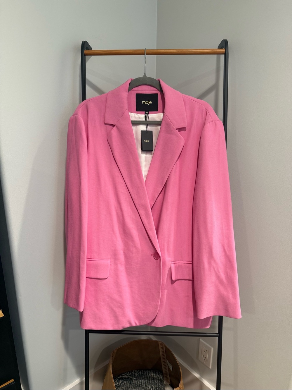 Maje Pink Single-Button Oversized Blazer
